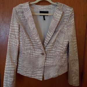 BCBGMaxAzria Cream Crocodile Pattern Blazer